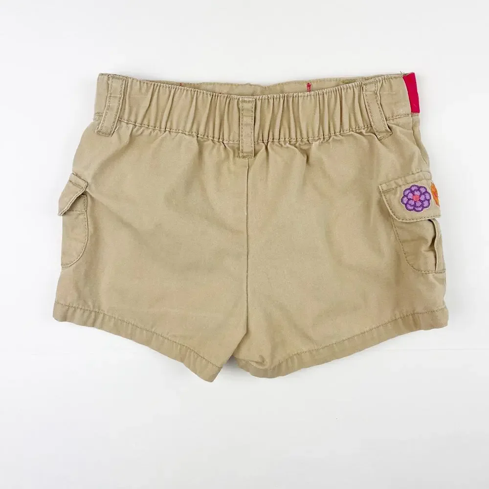 Gymboree Khaki Floral Cargo Shorts Pretty Posies Size 12-18 Months
